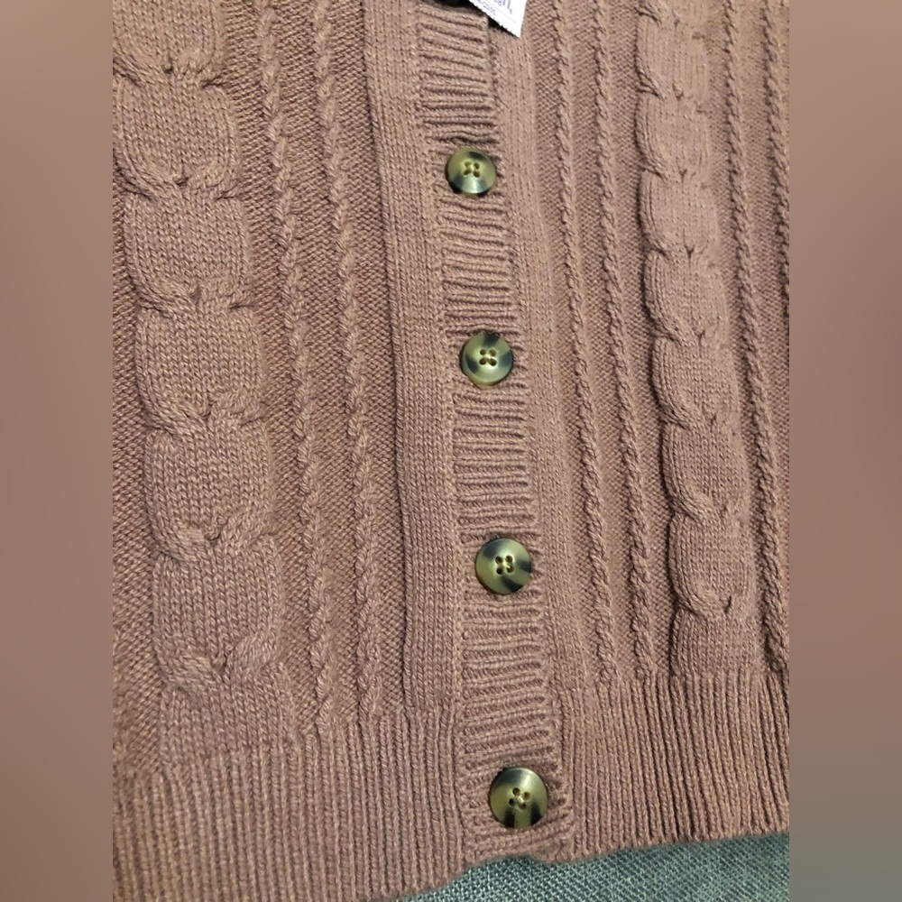 Wild Fable Cable Knit Crewneck Cardigan button-front Size XS 0-2 Mauve New - Picture 7 of 7
